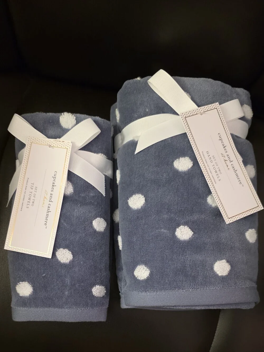 cupcakes & cashmere Navy and White Polka Dot Towels (Set of 4)